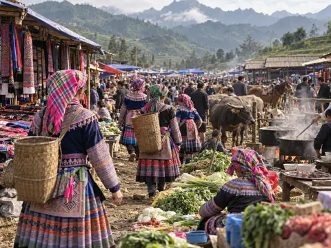Illustration of Bac Ha Sunday Market