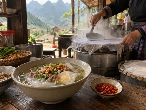 Illustration of Banh Cuon Trung Dong Van (family stall)