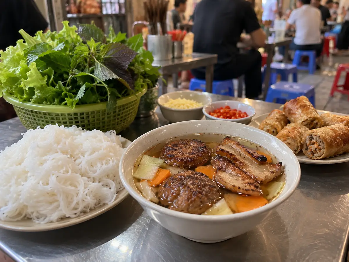 Illustration of Bun Cha Huong Lien