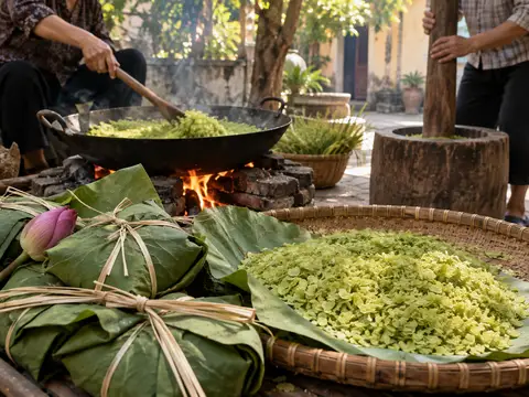 Illustration of Com Me Tri Green Rice Season