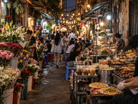 Illustration of Ho Thi Ky Market and Night Food