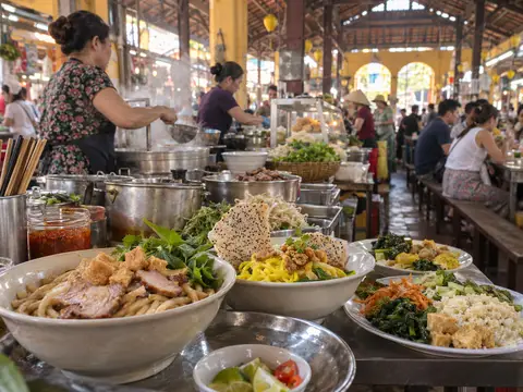 Illustration of Hoi An Market Food Area