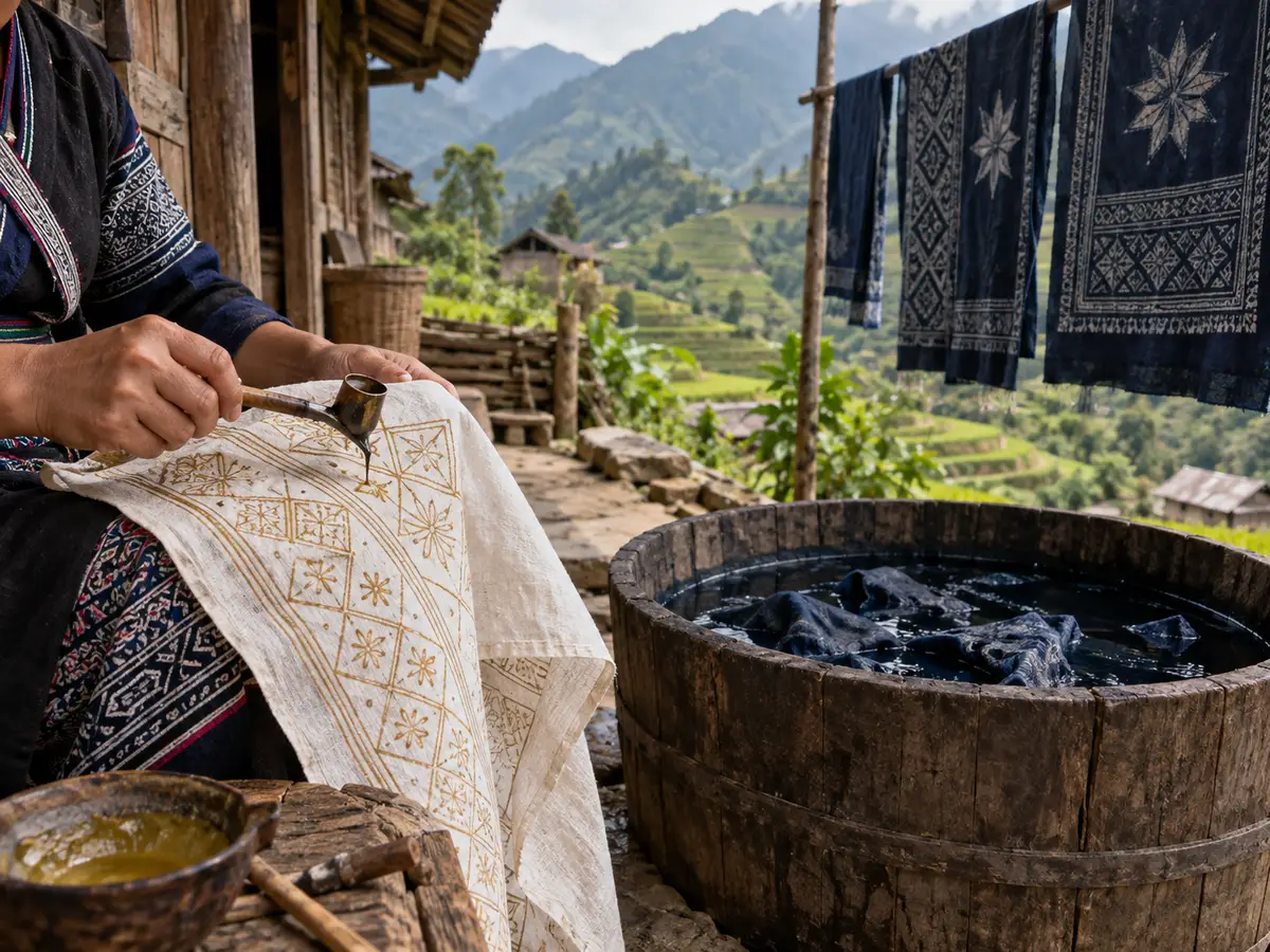 Illustration of Lao Chai Hmong Indigo and Batik Workshop