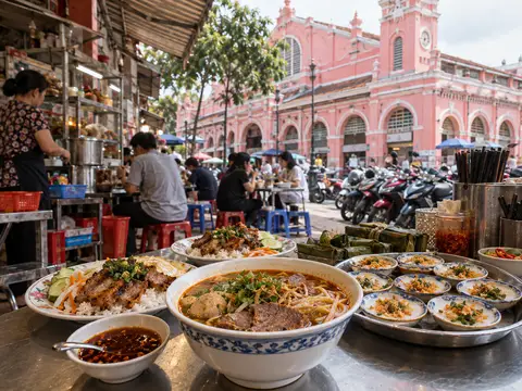 Illustration of Tan Dinh Market Food Strip