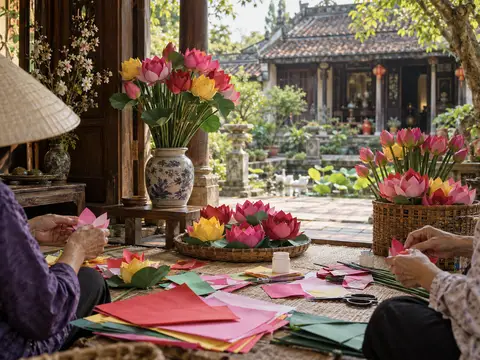 Illustration of Thanh Tien Paper Flower Village